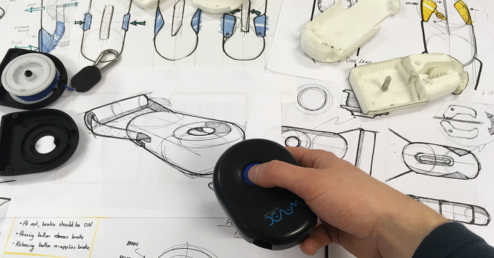 Different sketches of the product, a mouse showing different stages of the design process